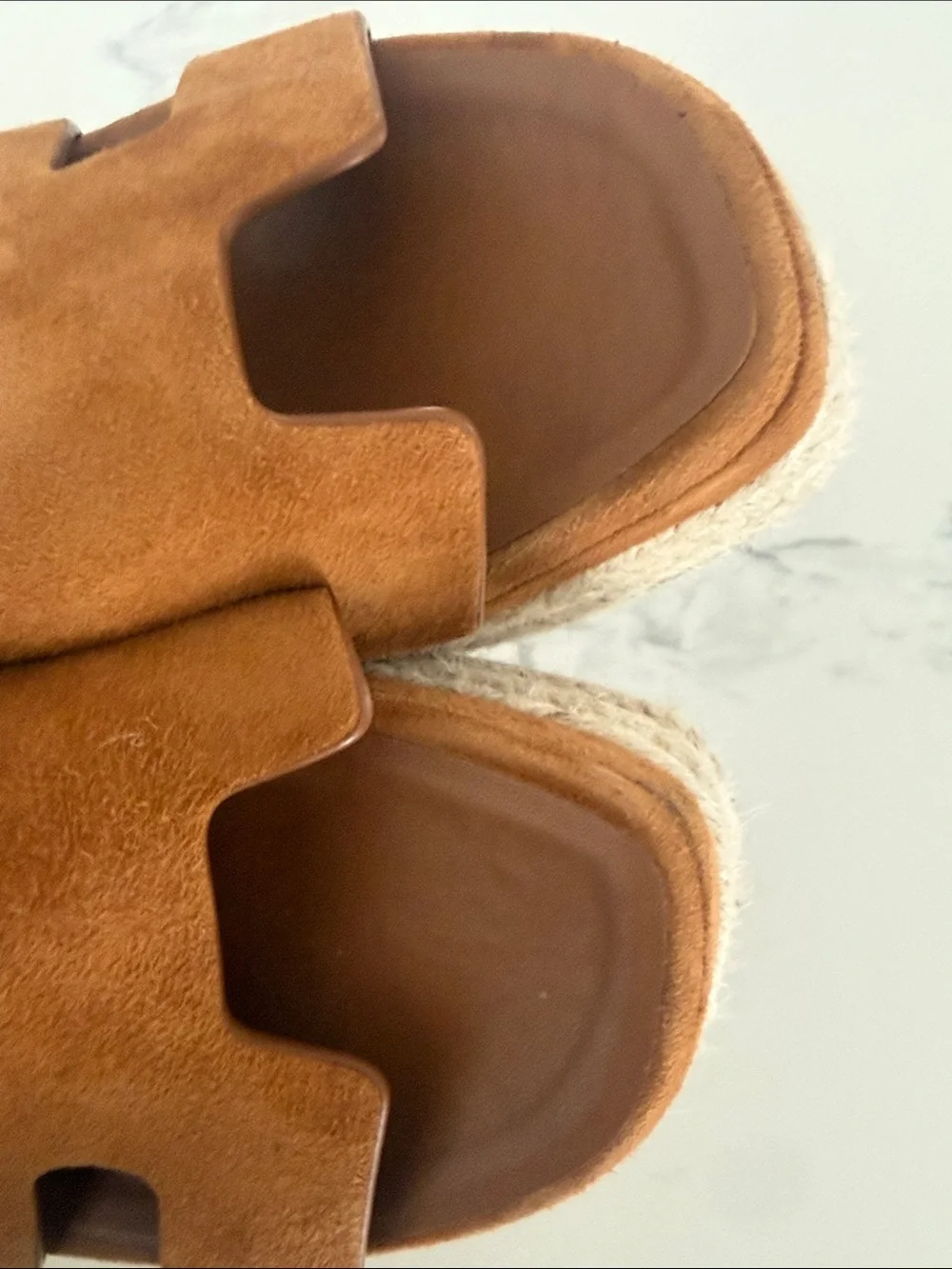 Hermes Tan Suede Espadrille Wedge size 38 Sandals